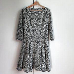 Eliza J Fit and Flare Three-Quarter Sleeve Floral Dress